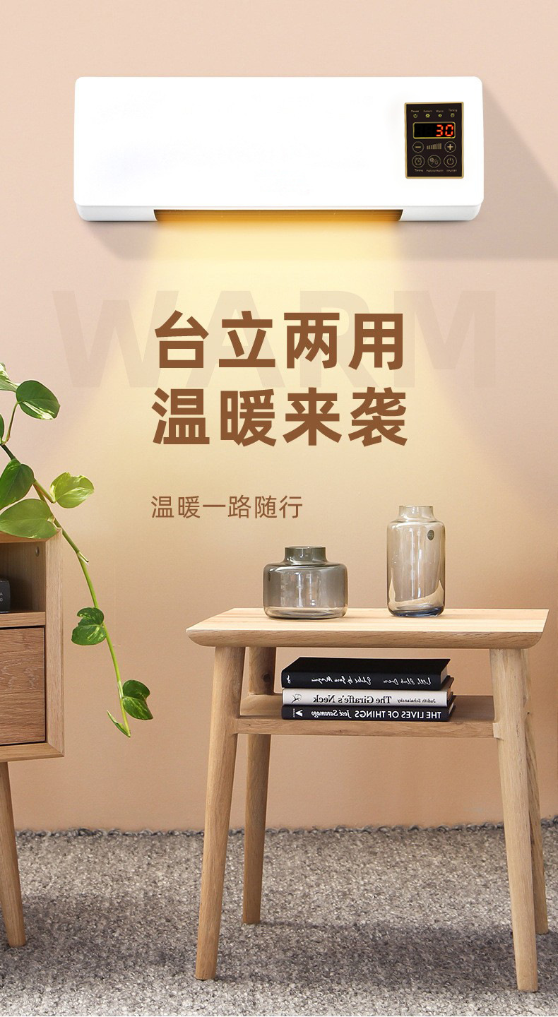 跨境取暖器冷暖两用移动壁挂空调扇浴室暖风机家用电暖器取暖器详情1