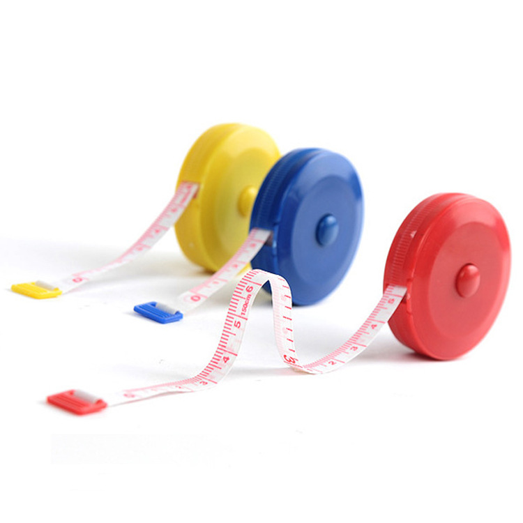 外贸专供迷你便携式圆形可伸缩卷尺测量衣服腰围三围尺子自动卷尺详情8