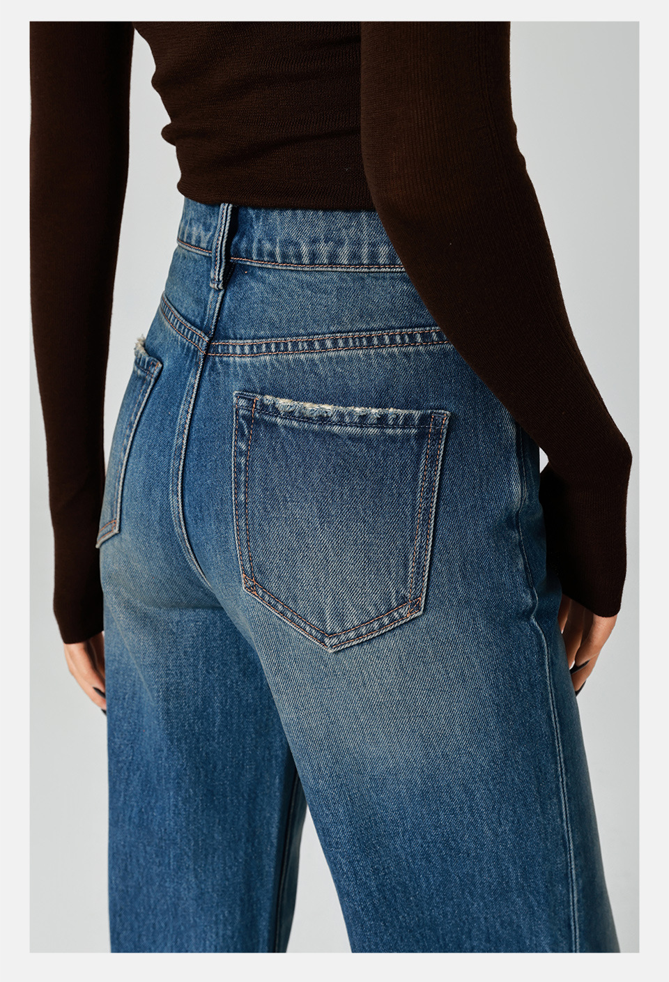 Long-legged big bull/High-waisted jeans for women, loose, slightly flared wide-leg pants, retro feng shui wash, 25 autumn and winter new trend pic 15