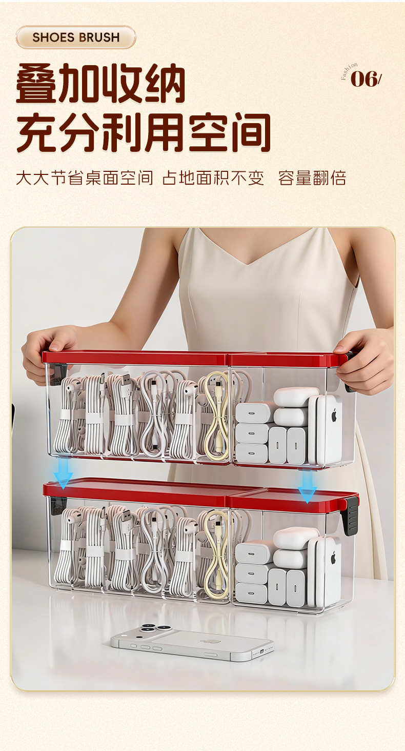 Large-capacity data selection storage box, transparent view for easy access to data cables, multi-functional compartments storage box pic 8