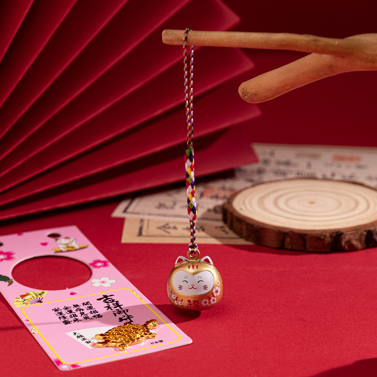 日式御守水音铃铛烤漆招财猫开运福招财猫水音铃铛手机钥匙挂饰详情9