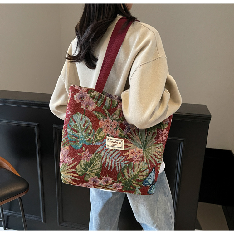 大容量国潮风帆布包包女2025新款通勤托特包女ins大学生上课单肩包详情31