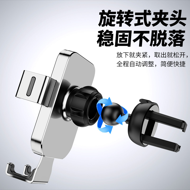 YC12 Gravity Phone Stand (Mirror surface + Hook) Metal Lock Hook Air Outlet Car phone stand, car gravity phone stand, car air outlet phone stand clamp pic 4