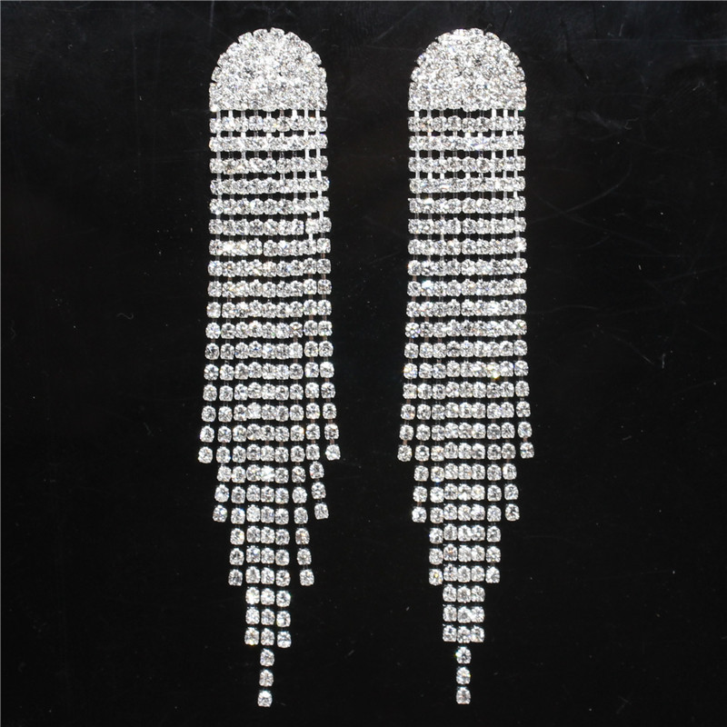 爪链流苏链装饰耳环长款耳针钻链耳饰品女孩首饰铜爪烧焊厂家直销详情2