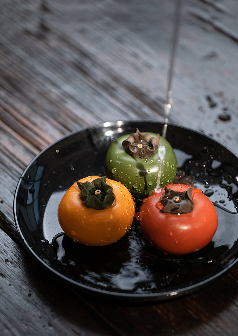 Yixing purple clay tea pet persimmon ornaments, tea toys that can be cultivated, sculptures, tea set accessories, handcrafted color-changing, everything goes well wholesale pic 17