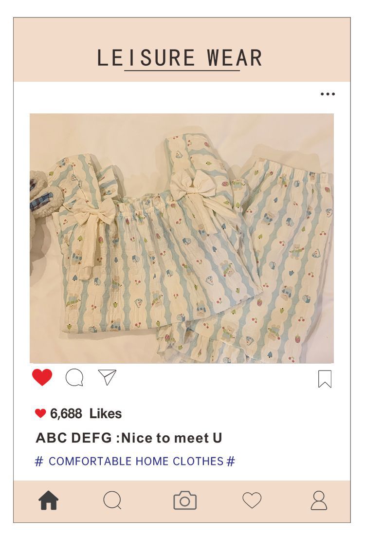 Cloud cotton pajamas for women, summer with chest pads, short sleeves and shorts, Korean sweet princess-style home wear set, can be worn outside pic 7