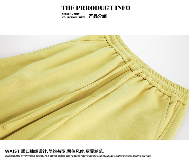 College-style solid-color straight-leg curved casual pants for men and women, loose wide-leg sport sweatpants for spring and autumn pic 33