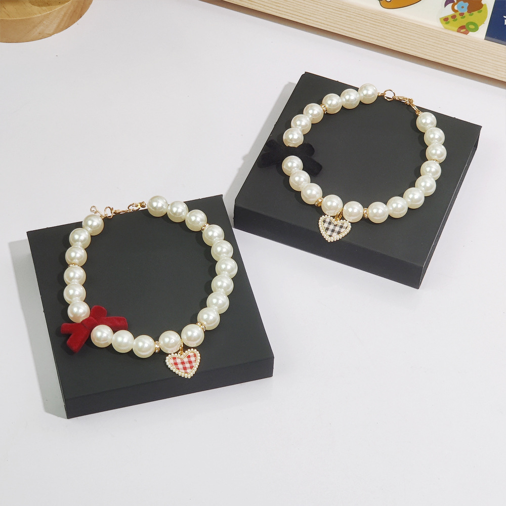 Pet cat, German cat, dog, pearl necklace, collar, small chanel-style gemstone bow, plush toy and accessories pic 5