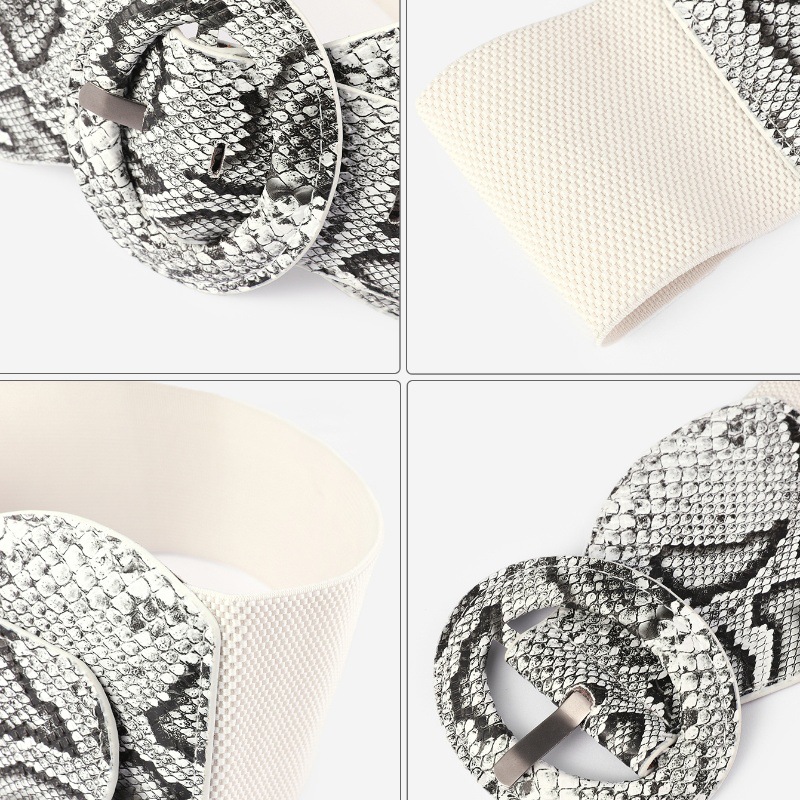 跨境欧美宽腰封蛇纹弹力松紧紧身衣带时尚休闲宽腰封女连衣裙配饰详情4