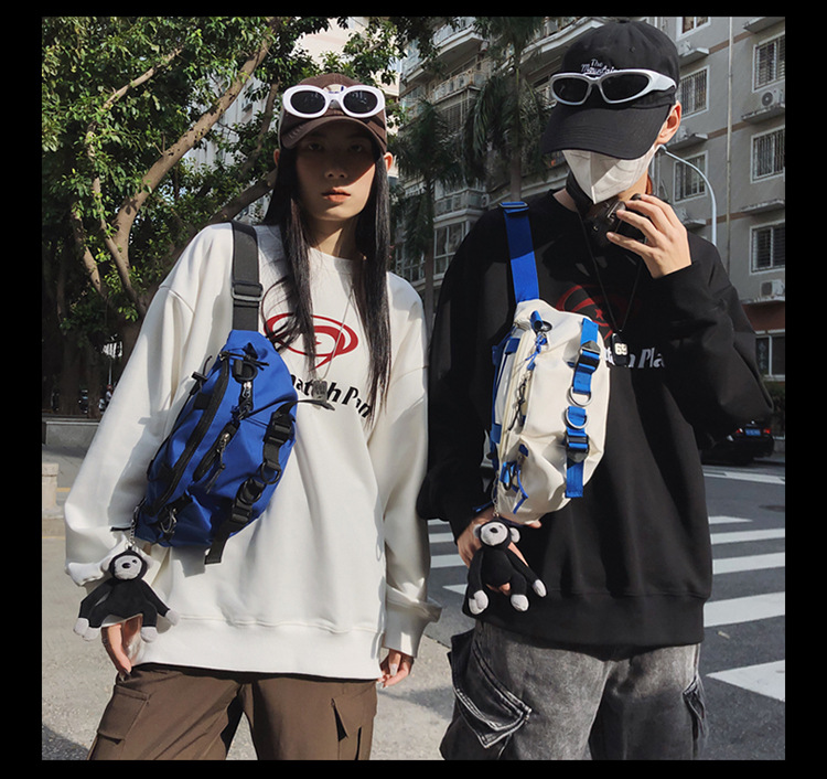 斜挎包潮牌男士百搭休闲胸包工装简约ins腰包日系情侣单肩斜挎包详情22