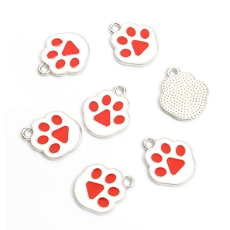 猫爪狗脚印滴油合金挂件脚丫DIY饰品配件手链项链耳环钥匙扣吊坠详情8