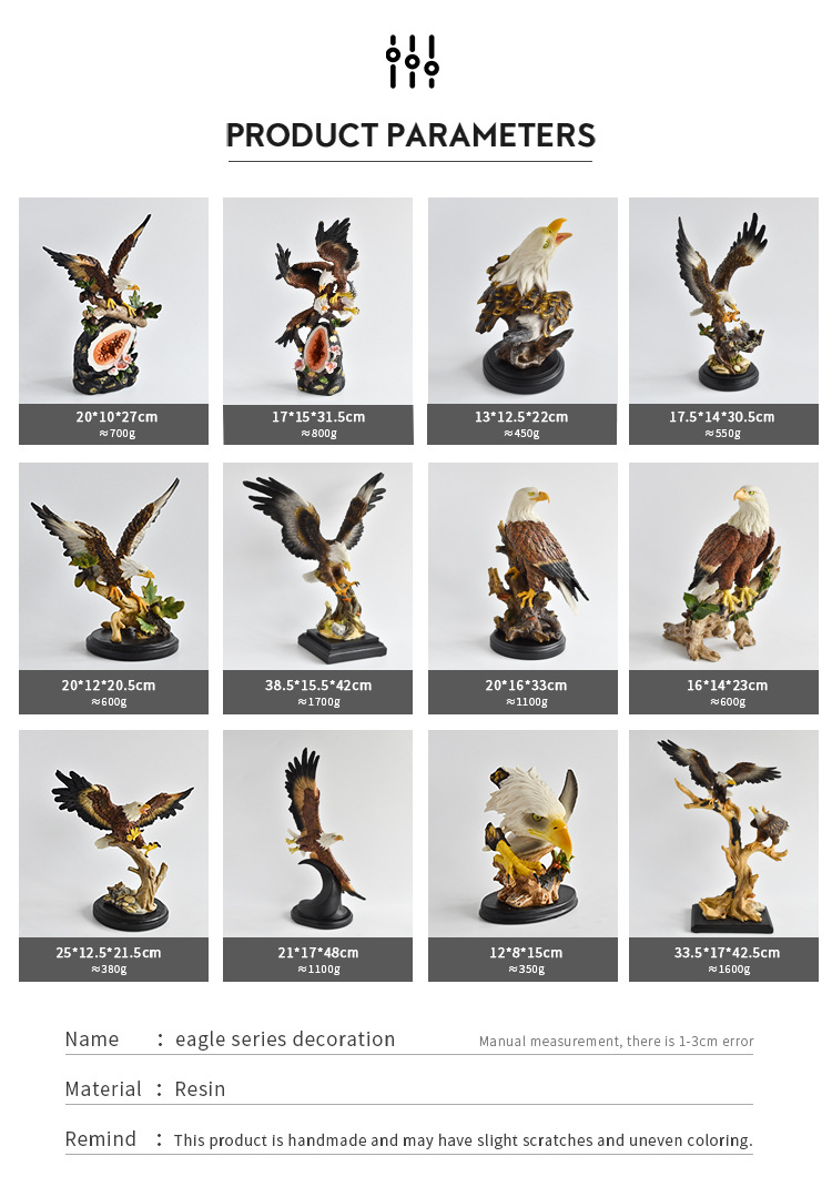 跨境美式白头鹰大鹏展翅树脂工艺品摆件办公室酒店高档老鹰装饰品详情2