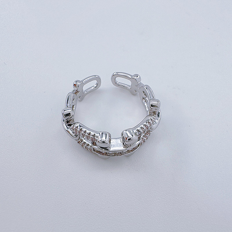 Bergamota nuevo anillo chapado en oro real calado simple europeo y americano anillo abierto hebilla de herradura personalidad hebilla de anillo versátil pic 6
