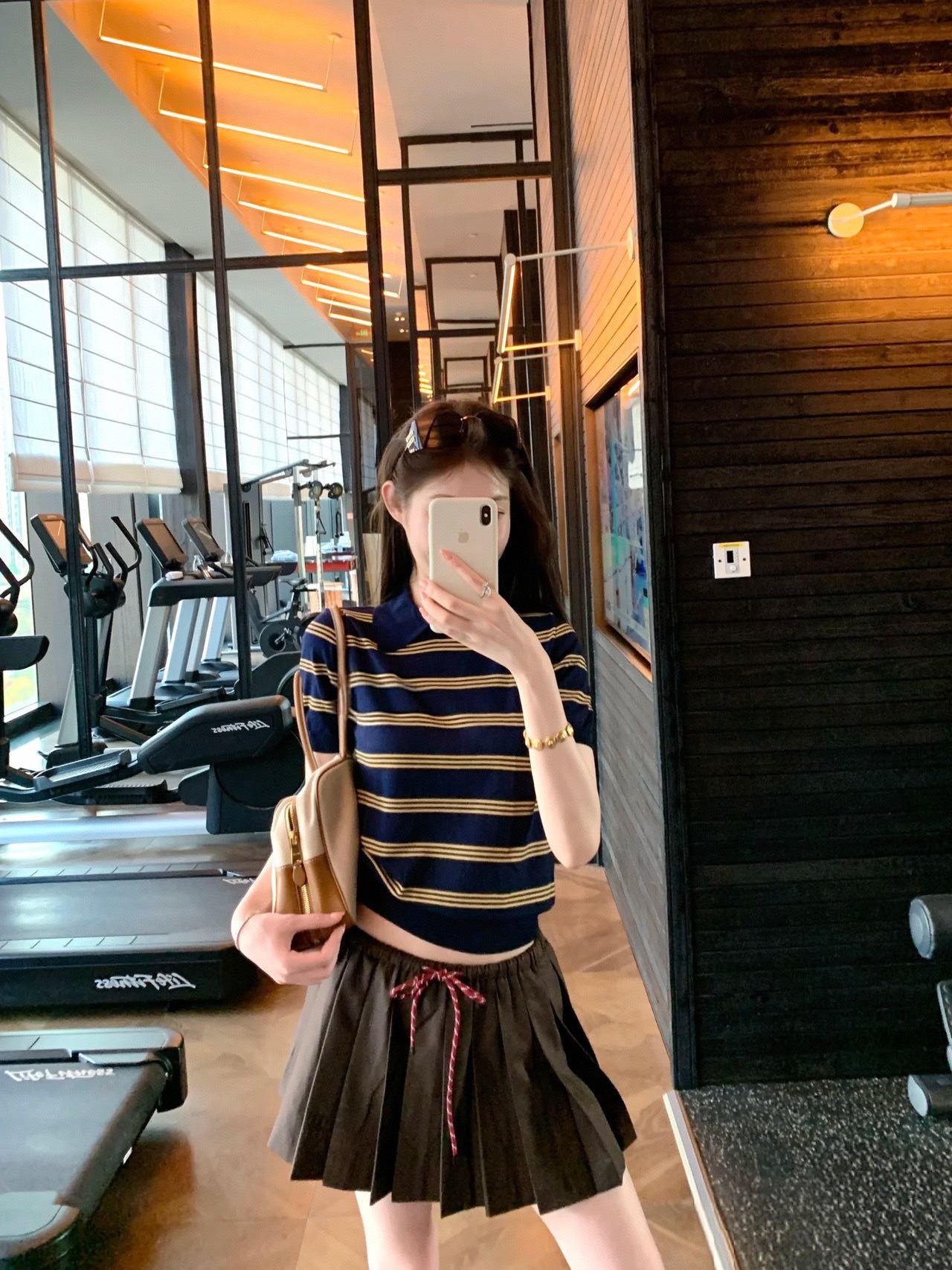 miu系真丝羊毛夏季polo领T恤减龄新款针织衫撞色条纹复古学院风详情22