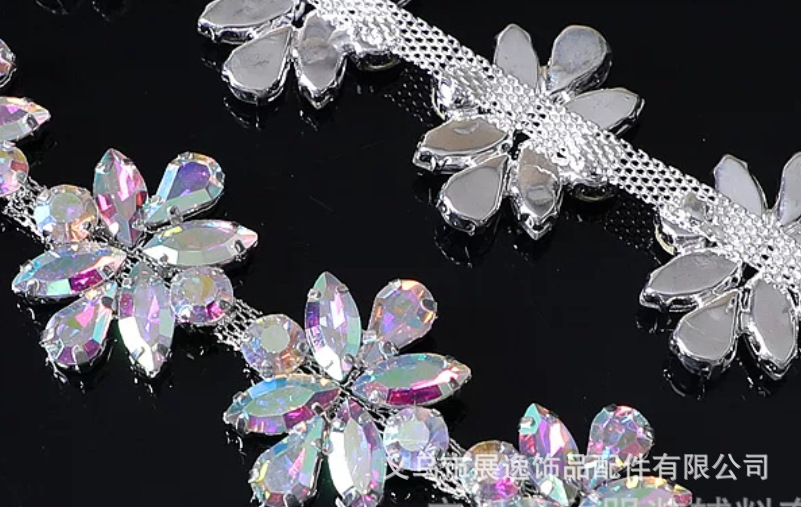 European and American best-selling in-stock welded glass diamond chain, sunflower horse eye water diamond chain, DIY dress accessory and auxiliary materials pic 8