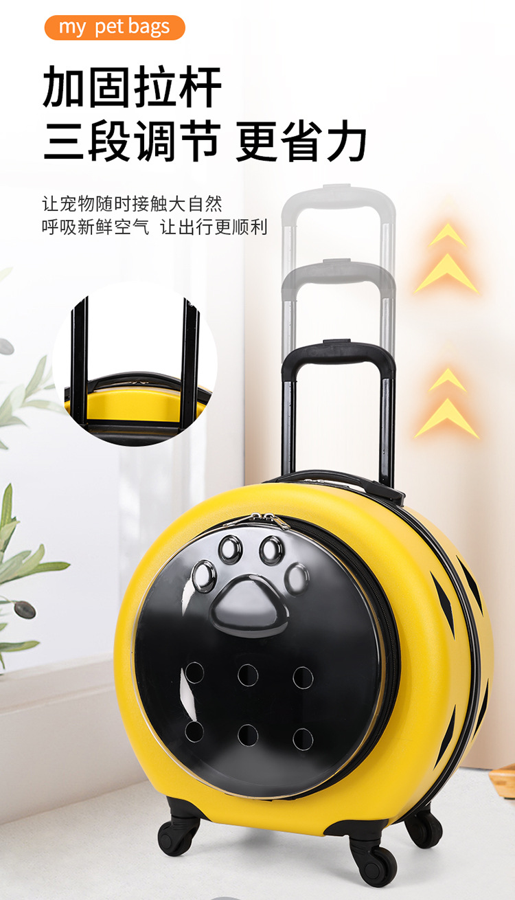 Pet trolley case, cat bag, portable trolley for going out, space capsule, transparent cat suitcase, cat trolley case pic 8