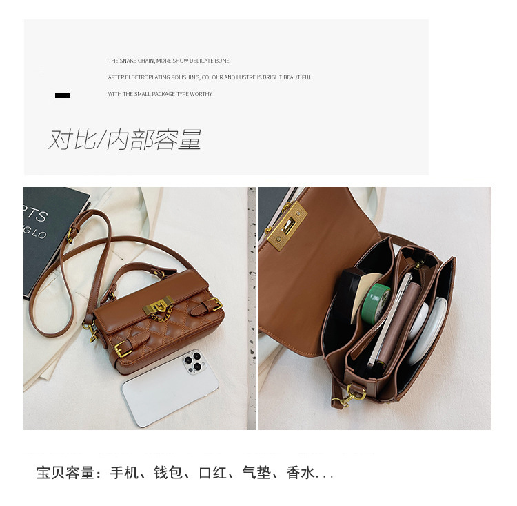 外贸新款菱格手提包包女2025复古百搭小方包春季质感单肩斜挎包详情14