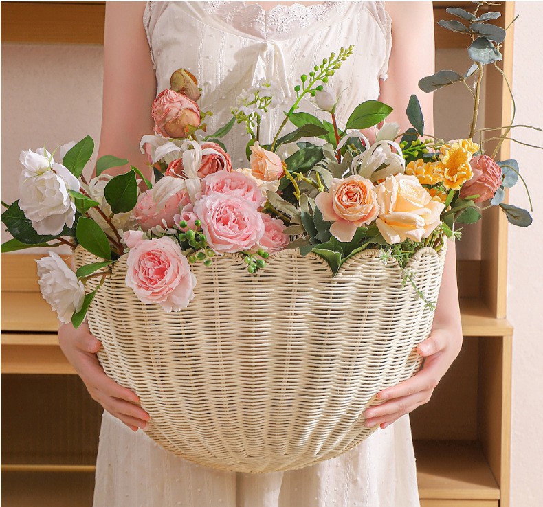 田园风藤编壁挂钥匙储物篮家居民宿装饰玩具杂物收纳篮手工编织篮详情13