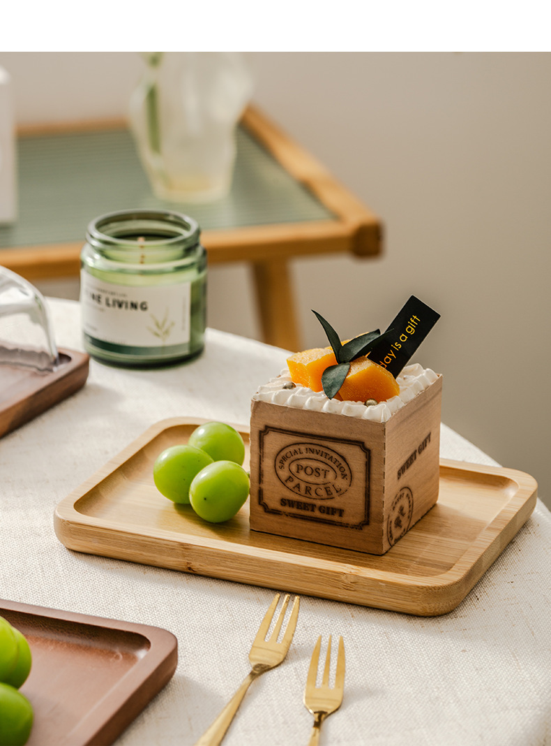 Light luxury wooden butter dish, glass-covered cheese box, butter and cheese pastry plate, cake and dessert display stand pic 15