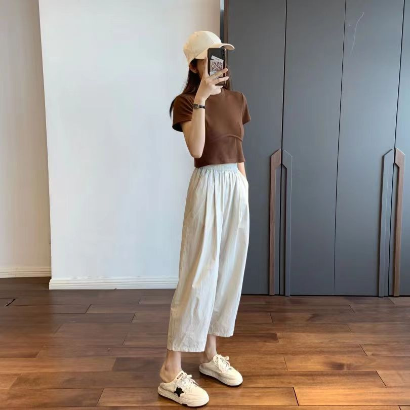 薄款阔腿九分裤女夏纯棉休闲直筒萝卜裤小个子日系显瘦宽松工装裤详情32