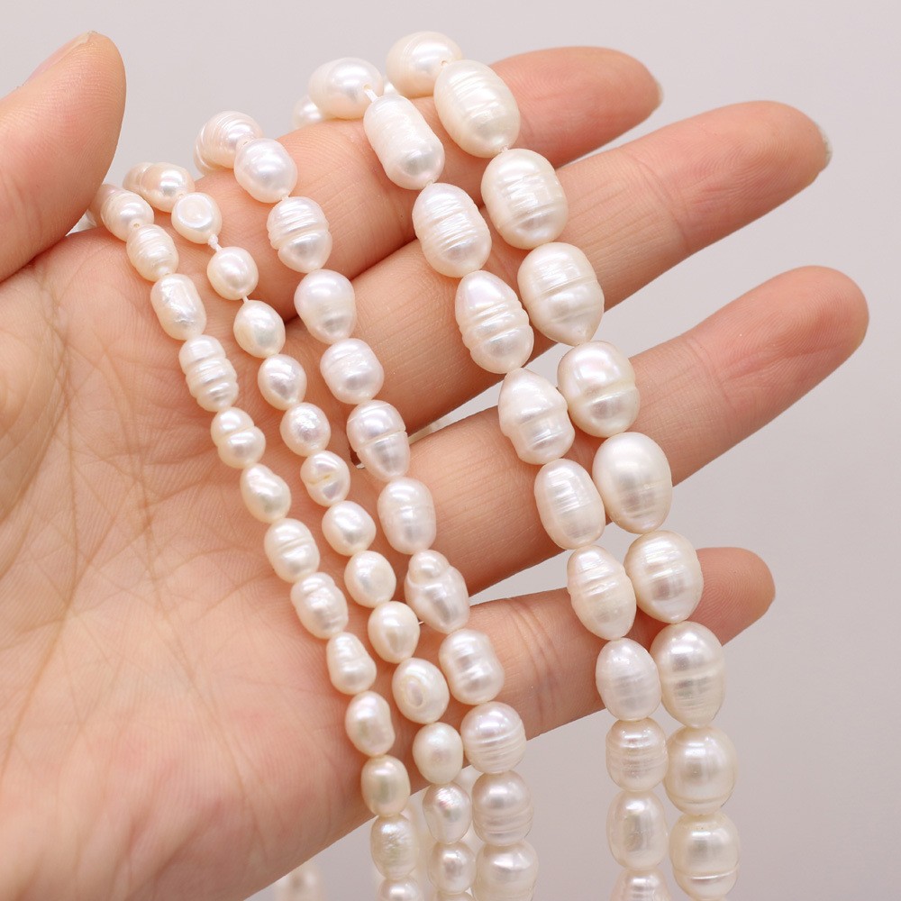 Natural freshwater rice-shaped A pearl white DIY jewelry accessories, handcrafted jewelry necklaces, semi-finished product production and wholesale pic 4