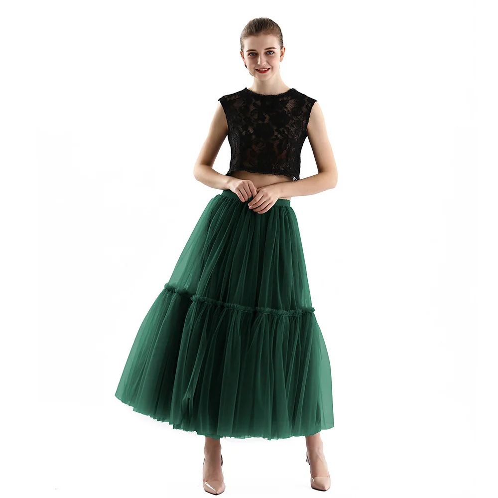 Long high-waisted ladylike dress for women in Spring, summer and autumn 2024, cake dress with pleated midskirt and large hem pic 10