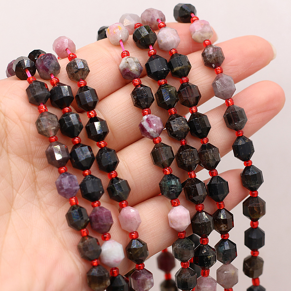 Wholesale of natural rose quartz rough stone cut surface bucket beads, crystal agate, diy jewelry accessories, semi-finished products, handcrafted beads pic 32
