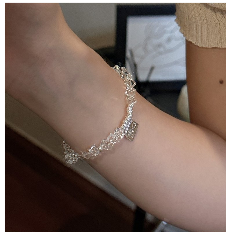 S925纯银韩版小众设计感白水晶时尚手链合集韩国风通勤款首饰品详情10