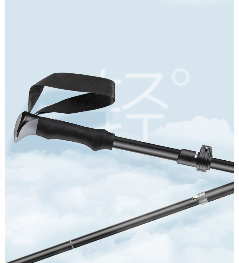 One-second quick-opening hiking stick, outdoor folding aluminum alloy professional hiking stick, essential for mountain climbing, multi-section telescopic and portable pic 5