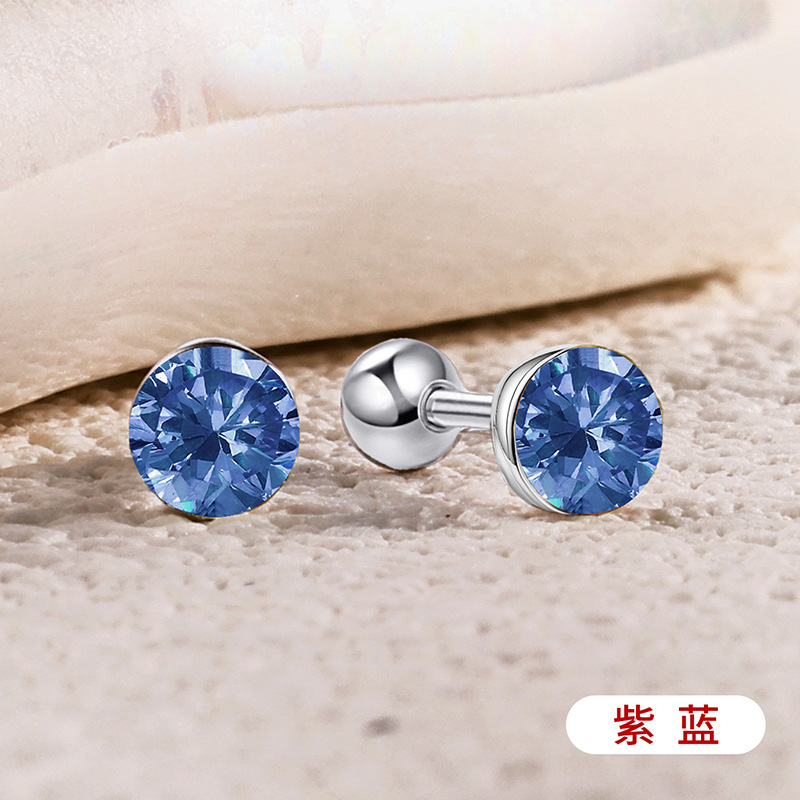 s925通体纯银爆闪施家华子耳钉彩色耳骨钉爆闪螺丝拧扣耳蜗钉耳饰详情38