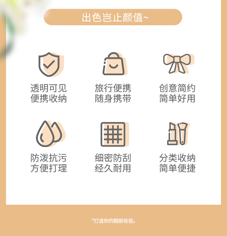 PU拼接化妆包PVC透明防水洗漱包旅行便携手提包大容量洗浴收纳袋详情2