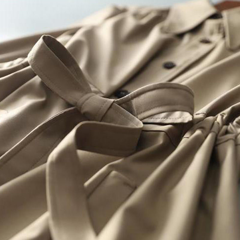 2022年春秋新款法式长袖高级感长裙女装设计感小众气质风衣外套潮详情4