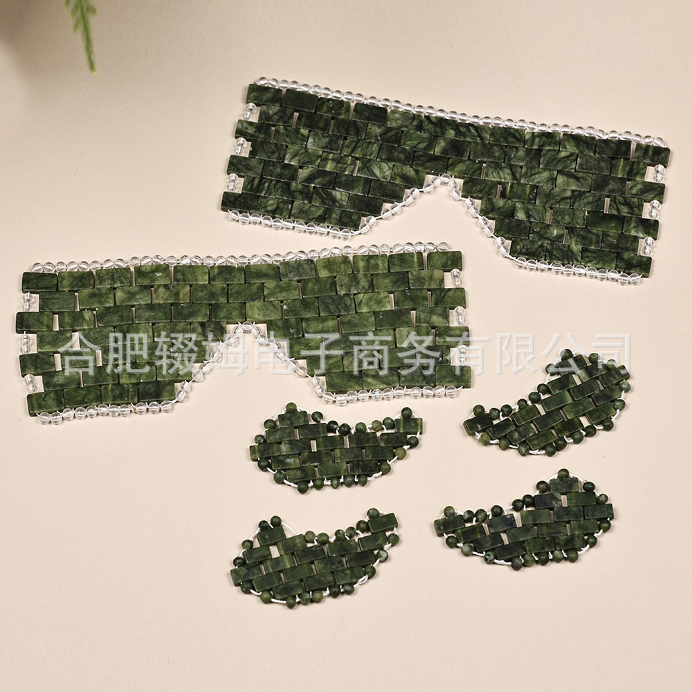 绿凤玉眼帘天然软枣绿玉手工编织美容SPA冰敷冰凉岫玉眼帘睡眠休息放松眼罩详情17