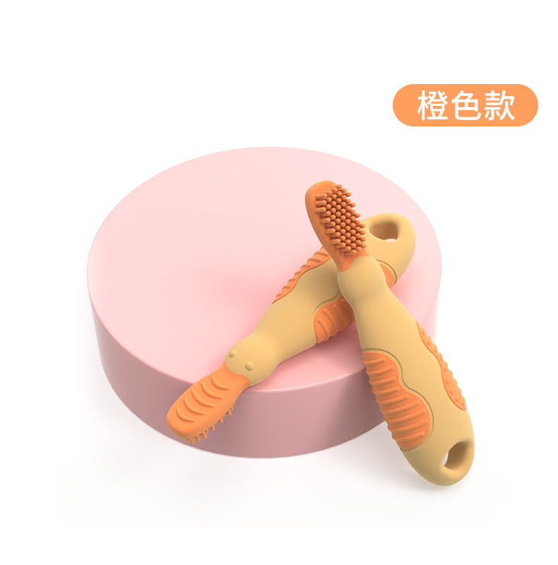 新款硅胶牙胶婴儿口腔训练软毛呵护儿童食品级全硅胶铂金牙胶牙刷详情8