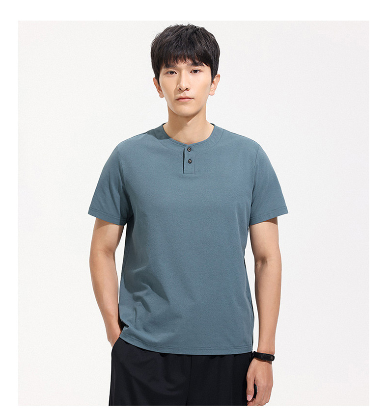 A new short-sleeved T-shirt for men in summer, featuring a trendy American style with a button-down collar and a cool, breathable feel. It is a sporty and casual top for young people pic 23