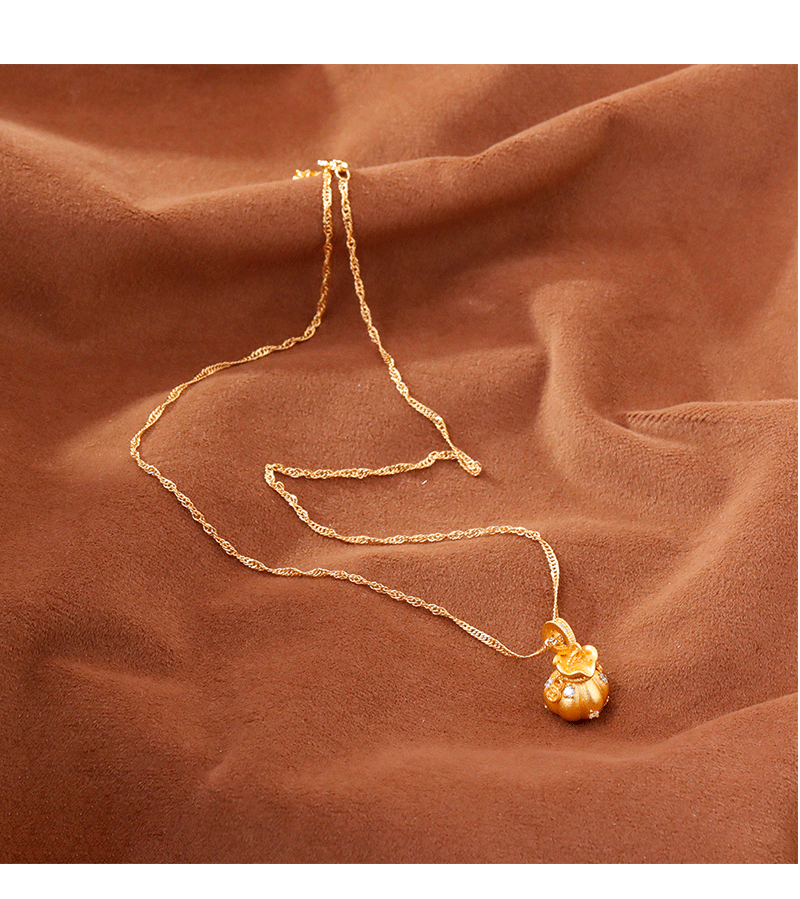 Hyacinth nuevo estilo chino oro pequeño fufu bag colgante collar delicado alto nivel de apariencia diseño de nicho ligero moda de lujo cadena de clavícula versátil pic 5