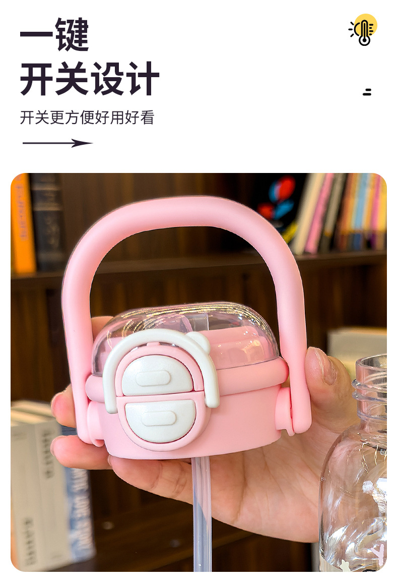 可爱卡通小狗透明塑料水杯女高颜值500ml提手户外便携喝水杯子夏 pic 7