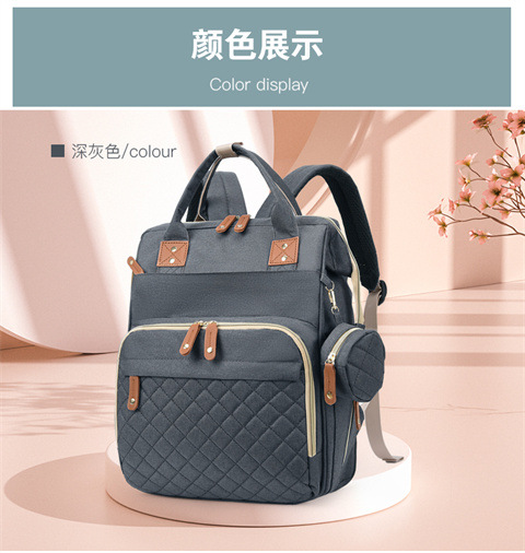 跨境专供高级感妈咪包大容量轻便母婴床包挂童车多功能手提双肩包详情34