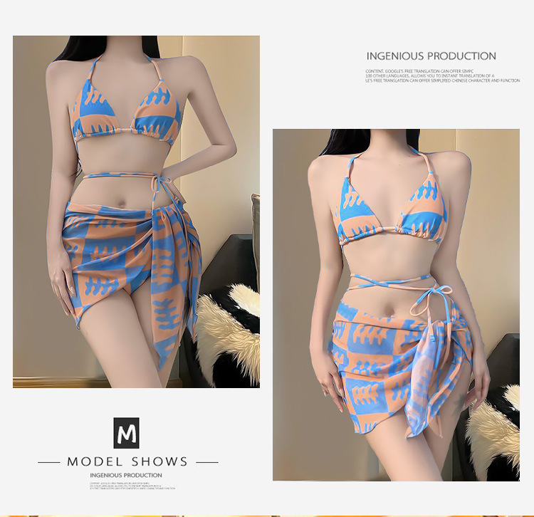 沙滩度假人鱼比基尼性感辣妹分体泳衣女海边度假拍照泳装三件套-12012详情46