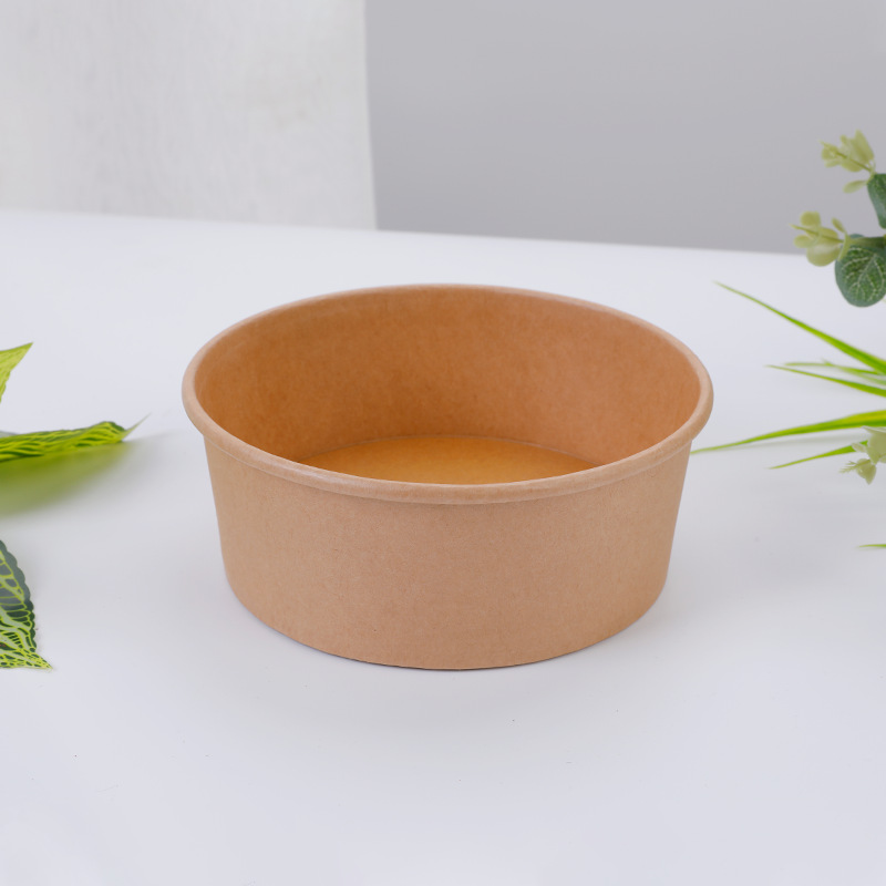 Thickened kraft paper bowl, disposable takeout fruit packaging box, round soup bowl, salad bowl, light food lunch box, takeout box pic 25