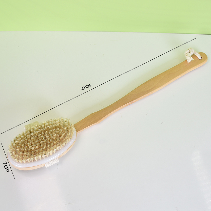 猪鬃毛洗澡刷长柄木制浴刷去角质身体干刷子猪鬃毛刷后背搓澡刷子详情11