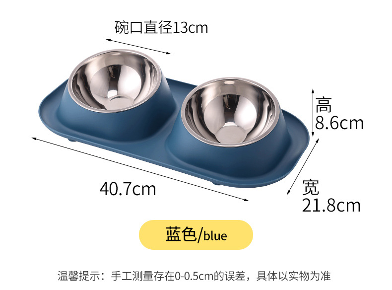 Tilted pet bowl, simple stainless steel double bowl, pet cervical vertebrae protection, termite prevention, healthy food ware, water bowl, easy to clean pic 4