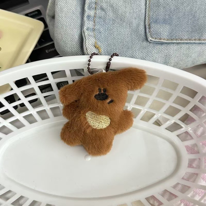 卡通歪头小熊毛绒公仔挂件可爱熊玩偶情侣款包包珠链挂饰憨憨熊挂详情5