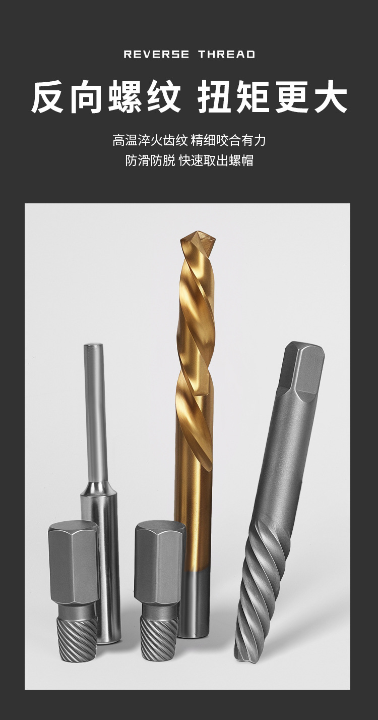 High-strength nut remover, reverse thread sleeve set, stripped thread anti-theft screw and nut removal tool, machine maintenance pic 4