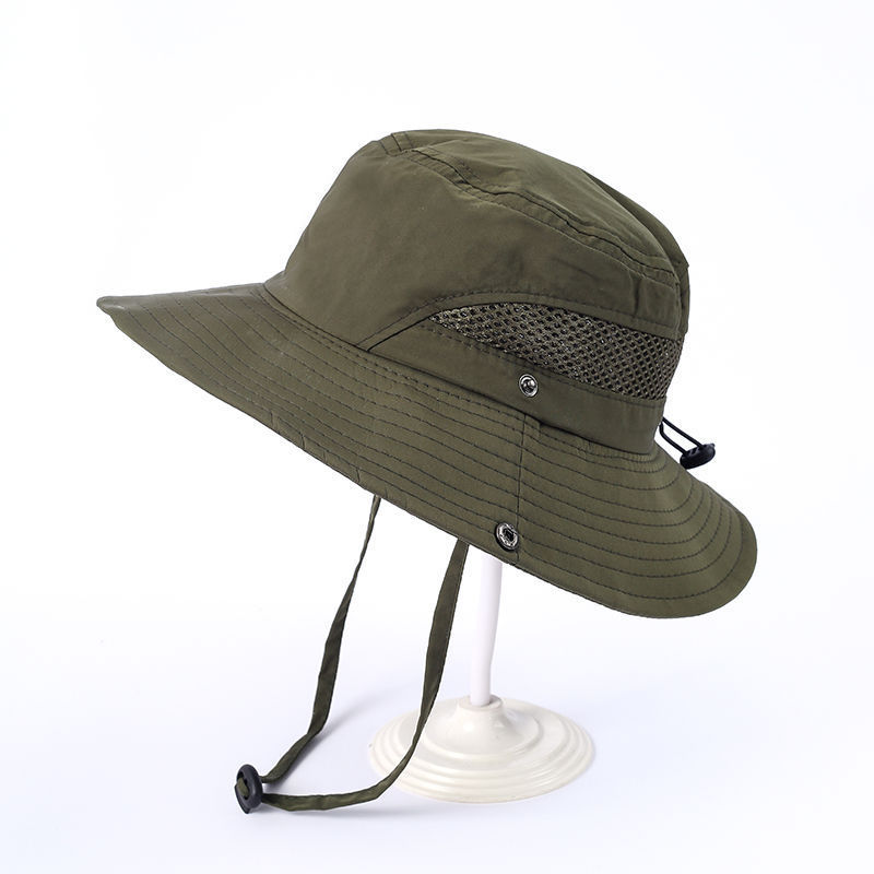 Best-selling solid-color glossy fisherman hats, parent-child style, large-brimmed sunshade, quick-drying, waterproof fabric mountaineering hats, and adult hats in foreign trade pic 10