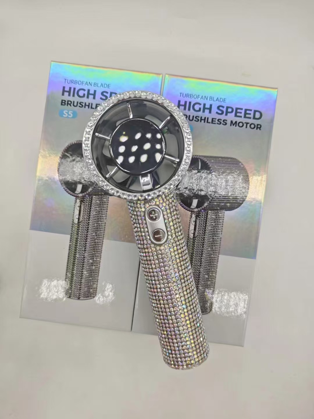 Cross-border bestseller S5 full-diamond digital display handheld high-speed fan with 199 speed adjustment for outdoor portable handheld fans pic 8