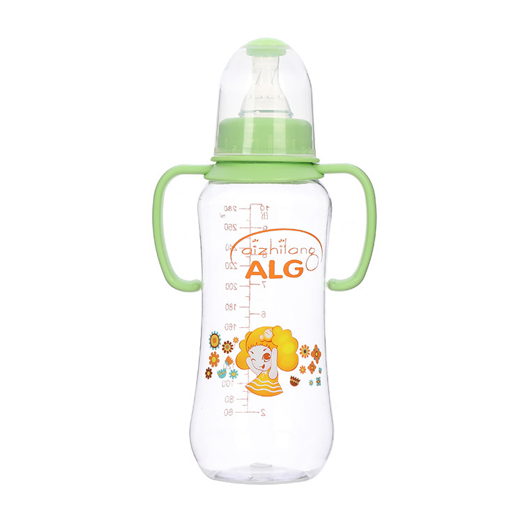 ALG外贸奶瓶125/280mL婴儿标口奶瓶带单色手柄宝宝喝水喂养奶嘴瓶详情11