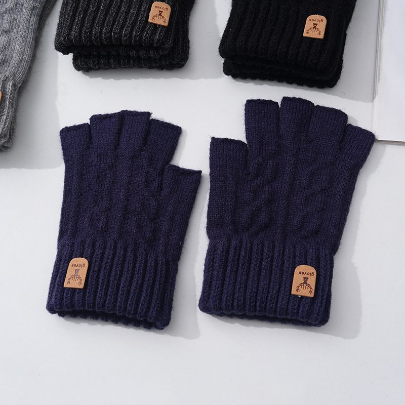 Alpaca wool half-finger gloves for outdoor cycling in autumn and winter are warm, windproof, breathable, portable and simple, providing warmth and protection against the cold pic 2