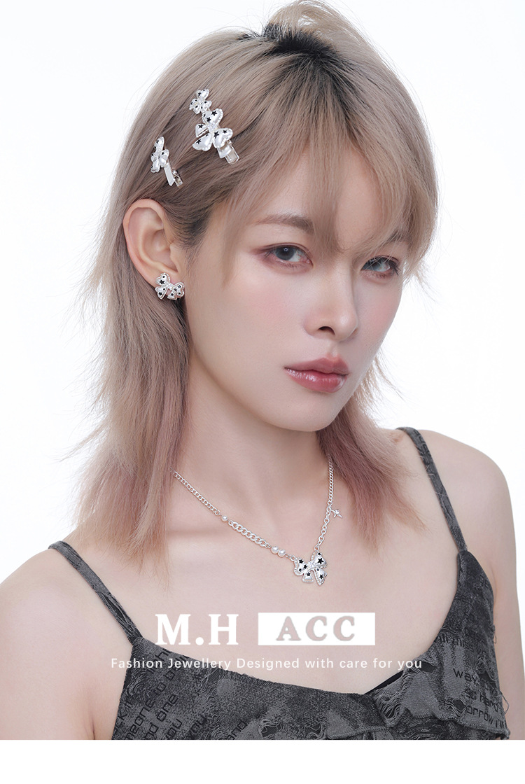 星印蝴蝶结系列耳环女甜酷风时尚百搭精致原创设计感925银针耳饰 pic 4