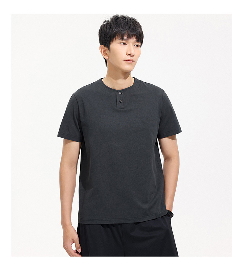 A new short-sleeved T-shirt for men in summer, featuring a trendy American style with a button-down collar and a cool, breathable feel. It is a sporty and casual top for young people pic 27